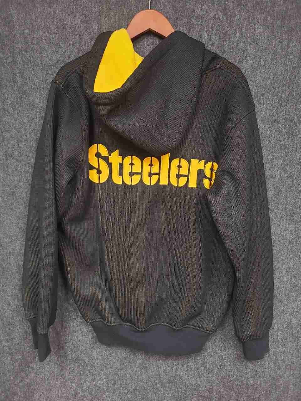 NFL Pittsburgh Steelers Mens Full Zip Hoodie Jacket Yellow Fleece Lined Sz M