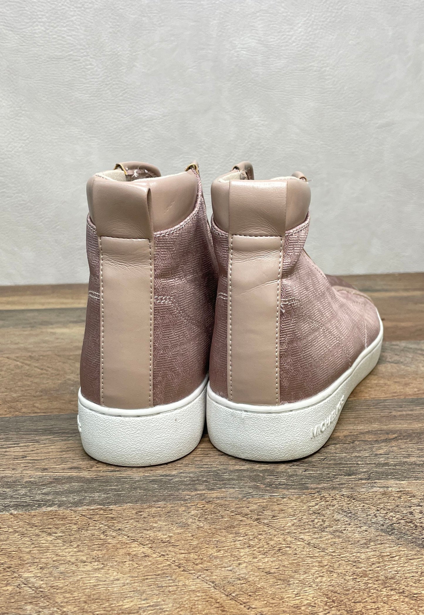 Michael Kors LS22B Pink Rose Gold Textile High Top Sneakers Women's Size 6.5M