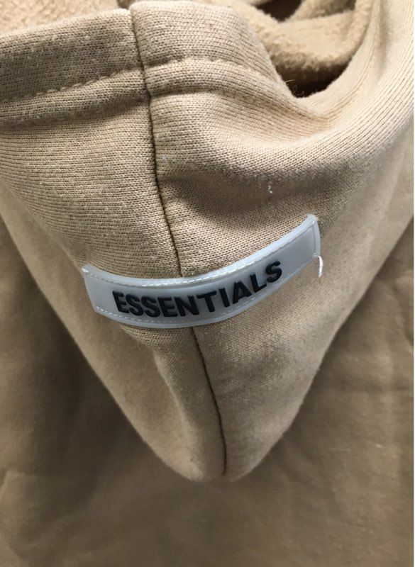 Metrons Men's Tan Essentials Graphic Pullover Hoodie Rubberized Hood Logo Size M