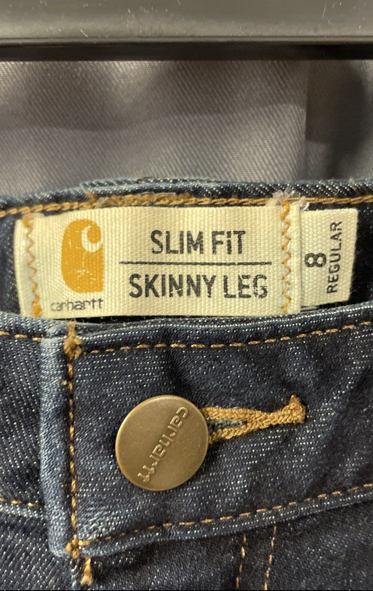 Carhartt Women's Layton Slim Fit Skinny Leg Dark Blue Denim Jeans Sz 8 Regular