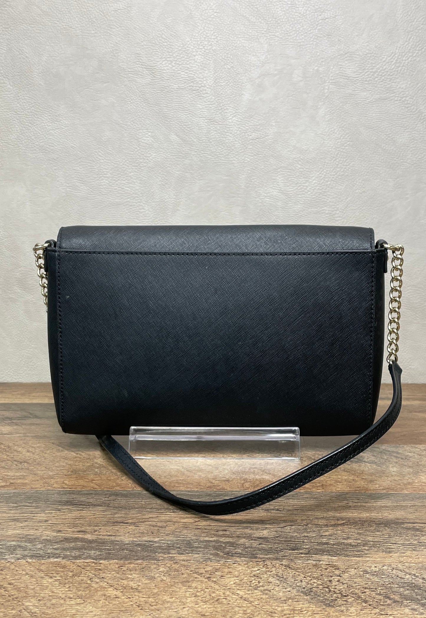 Kate Spade Black Saffiano Leather Laurel Way Greer Crossbody Bag Gold Hardware