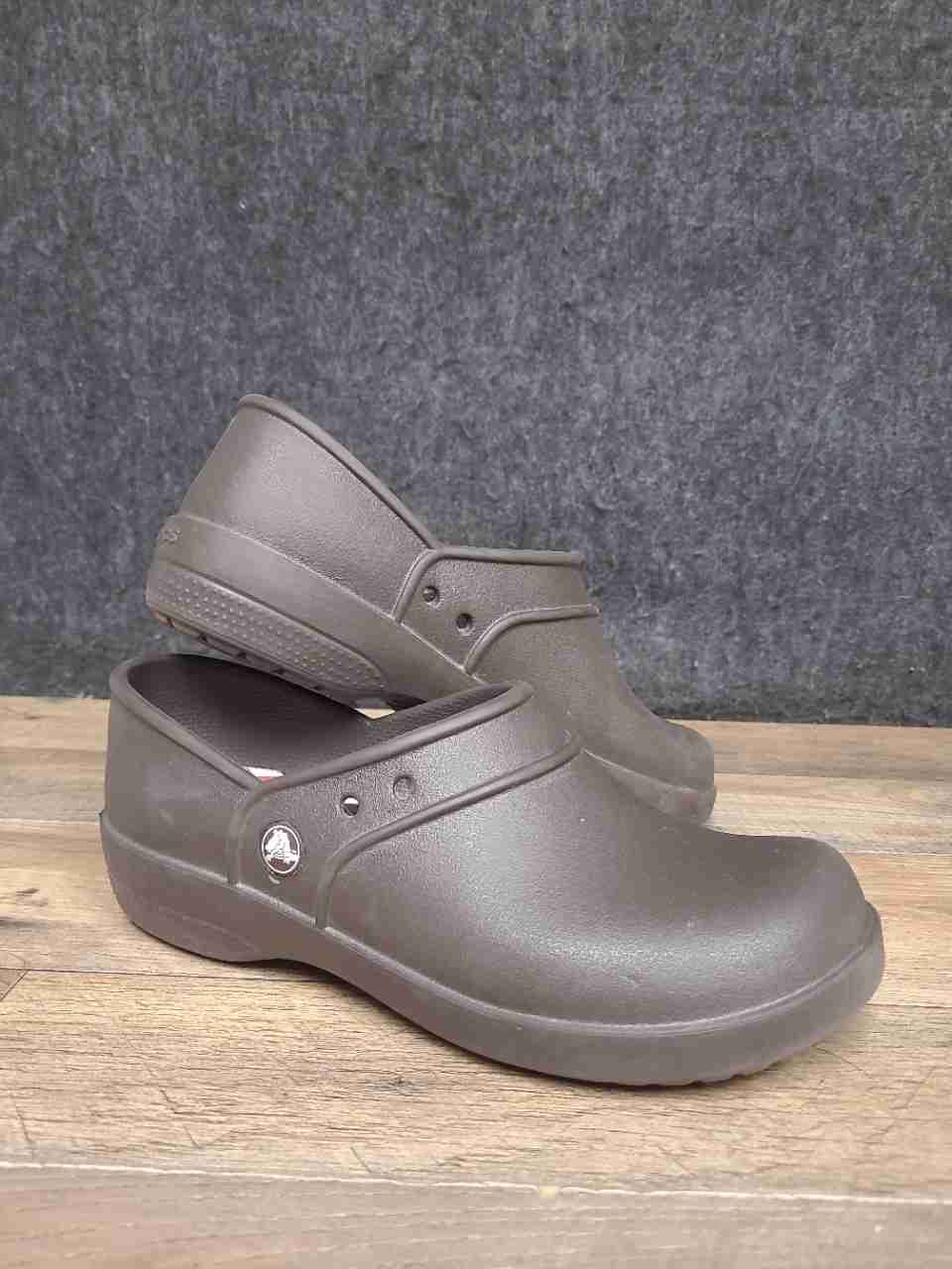 Crocs Neria Work Clog Espresso Brown Slip On Work Shoes Women's Size 8