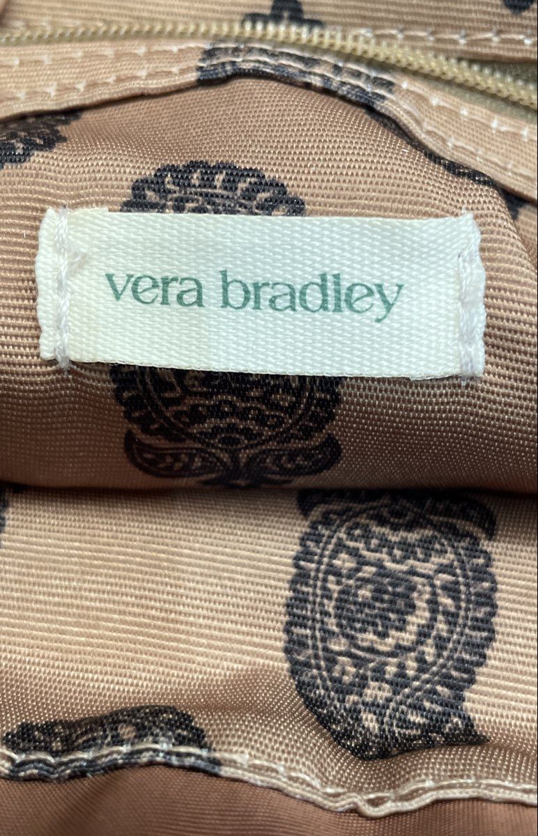 Vera Bradley Brown Microfiber Triple Compartment Crossbody Bag Purse