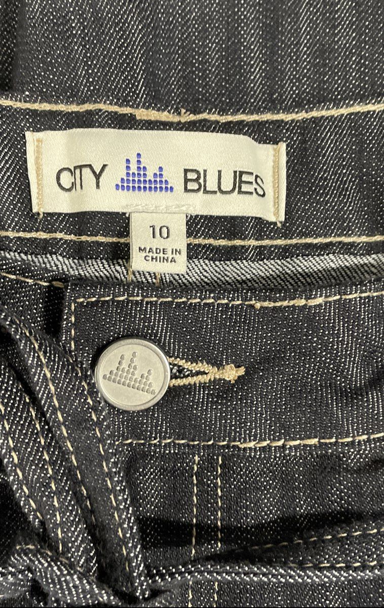 City Blues Women's Wide Leg Black Jeans Tie Waist Contrast Stitch Sz 10