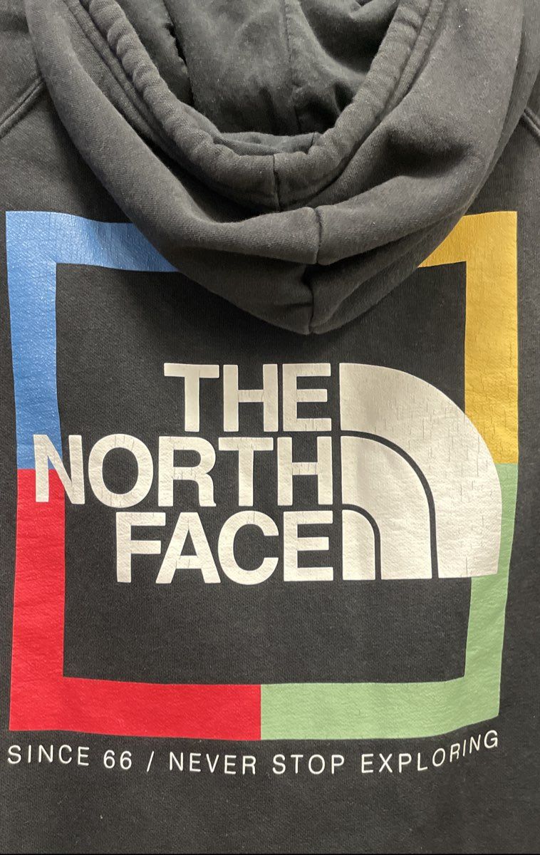 The North Face Women's Black Hoodie Colorblock Back Box Logo Graphic Sz M