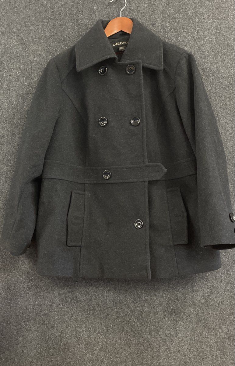 Lane Bryant Women's Charcoal Wool Double Breasted Peacoat Jacket Sz 18/20