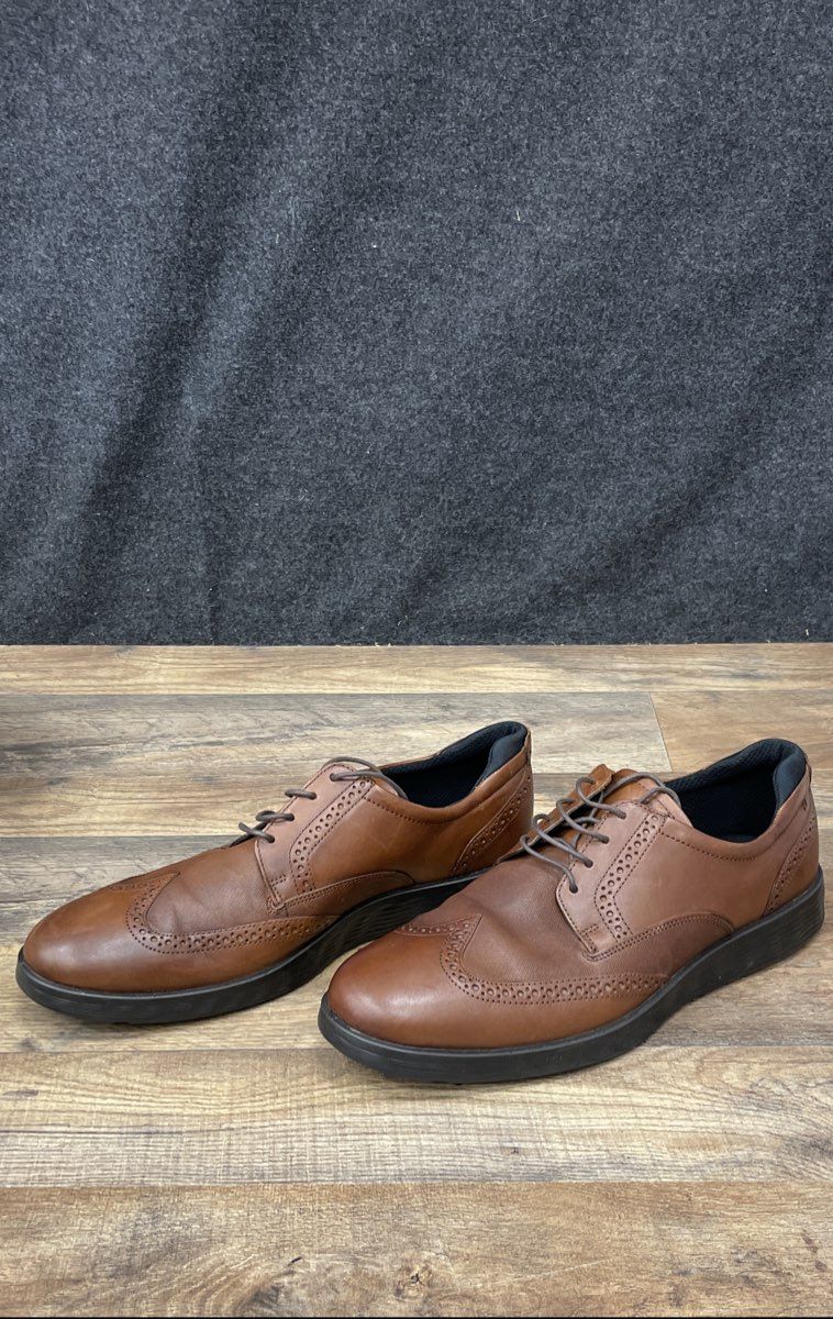 ECCO S-Lite Hybrid Brown Leather Wingtip Brogue Oxford Men's Shoes Size 45