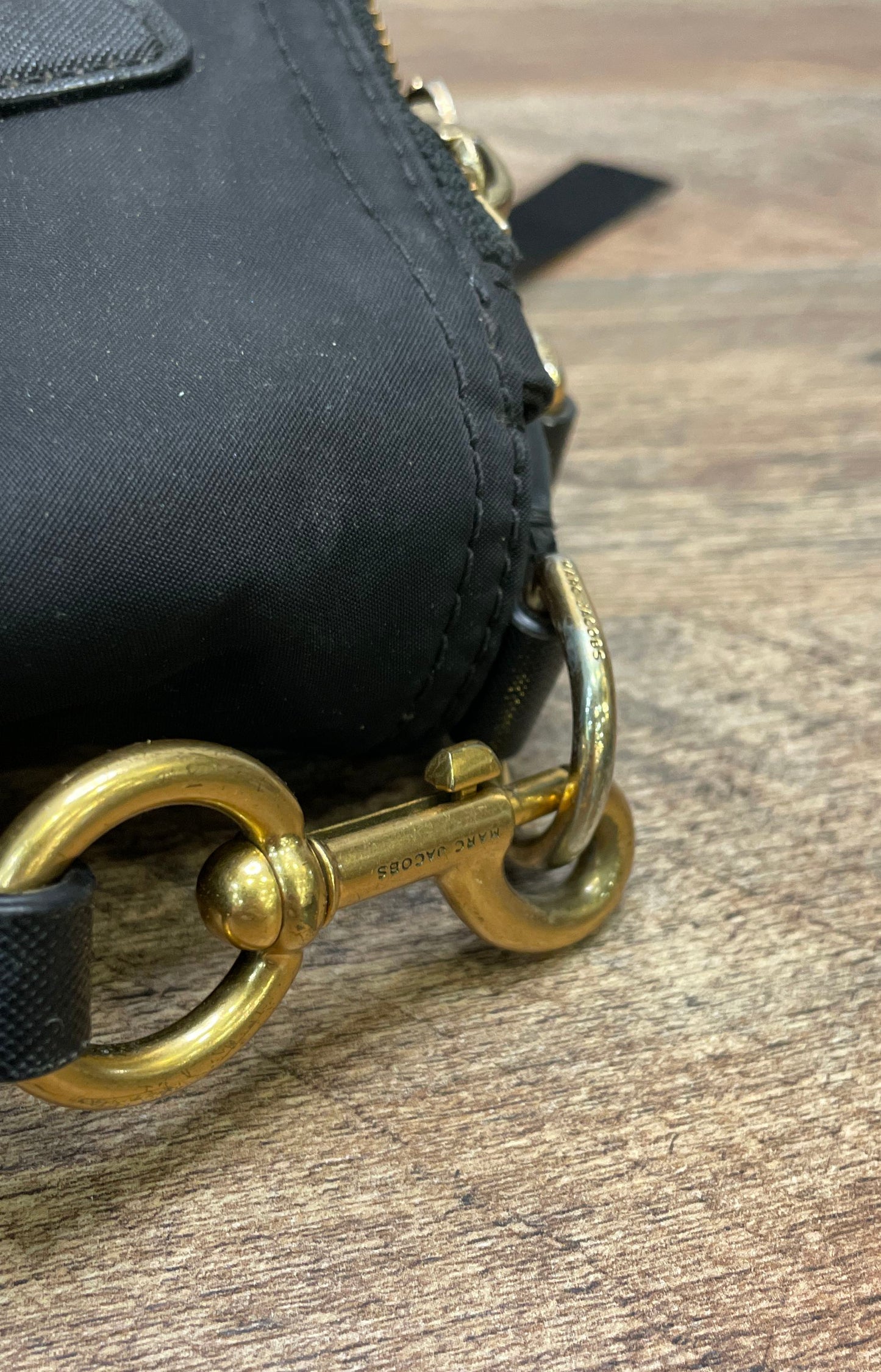 Marc Jacobs Black Nylon Crossbody Messenger Bag Gold Hardware