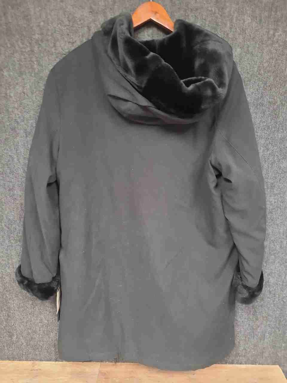 Ensign London Women's Black Faux Fur Hooded Coat Quilted Jacket Sz XL NWT