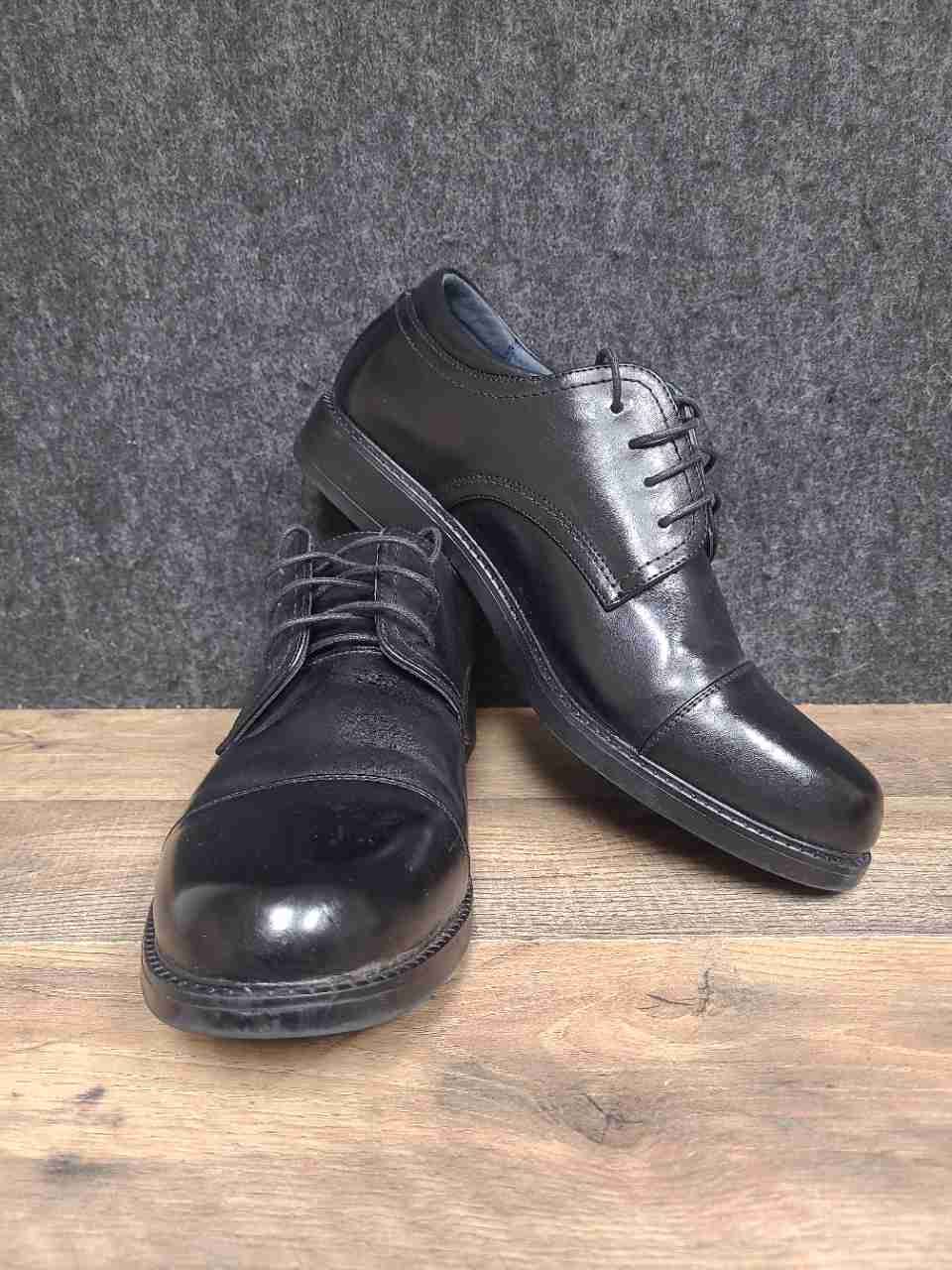 Bruno Marc Downing-01 Black Cap Toe Derby Men's Dress Shoes Size 10