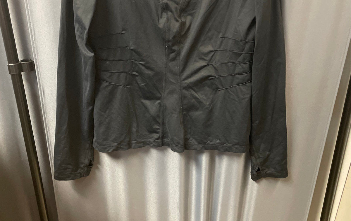 Lululemon Women's Black Long Sleeve Pintuck Athleisure Top Thumbholes Sz Large