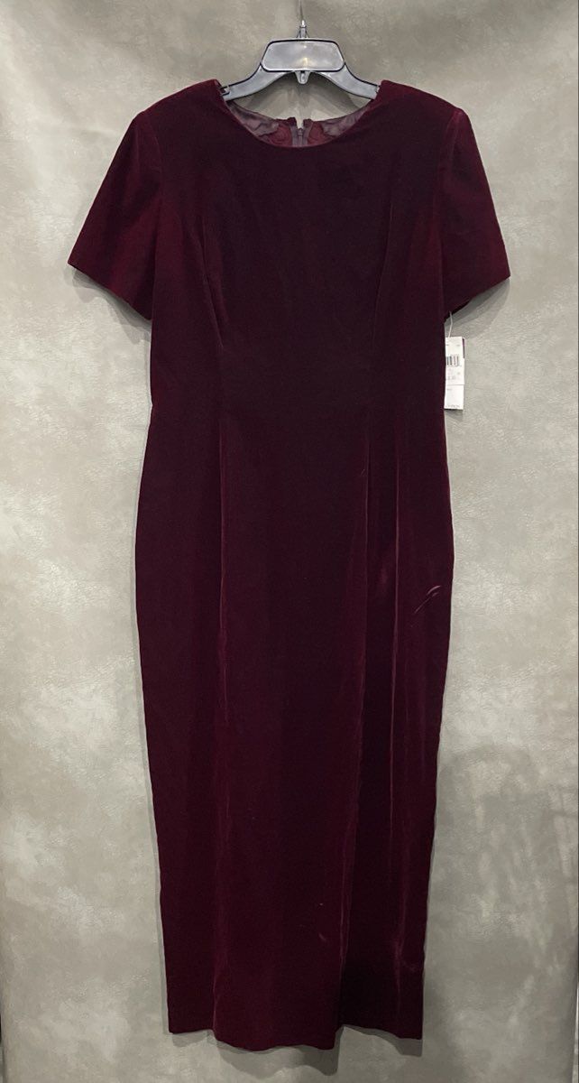 Maggy London Women's Red Velvet Dress Mesh Embroidered Back Vintage NWT Sz 12