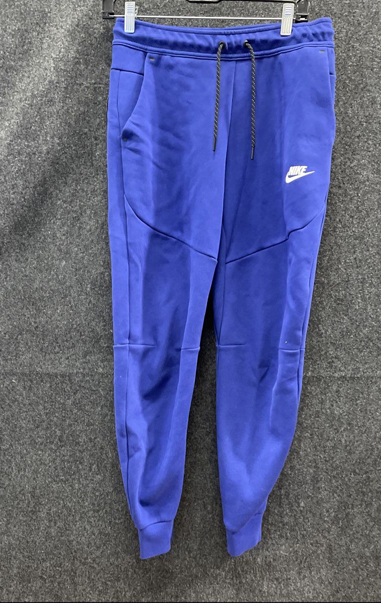 Nike Men's Blue Tech Fleece Tapered Joggers Zippered Pocket Size S
