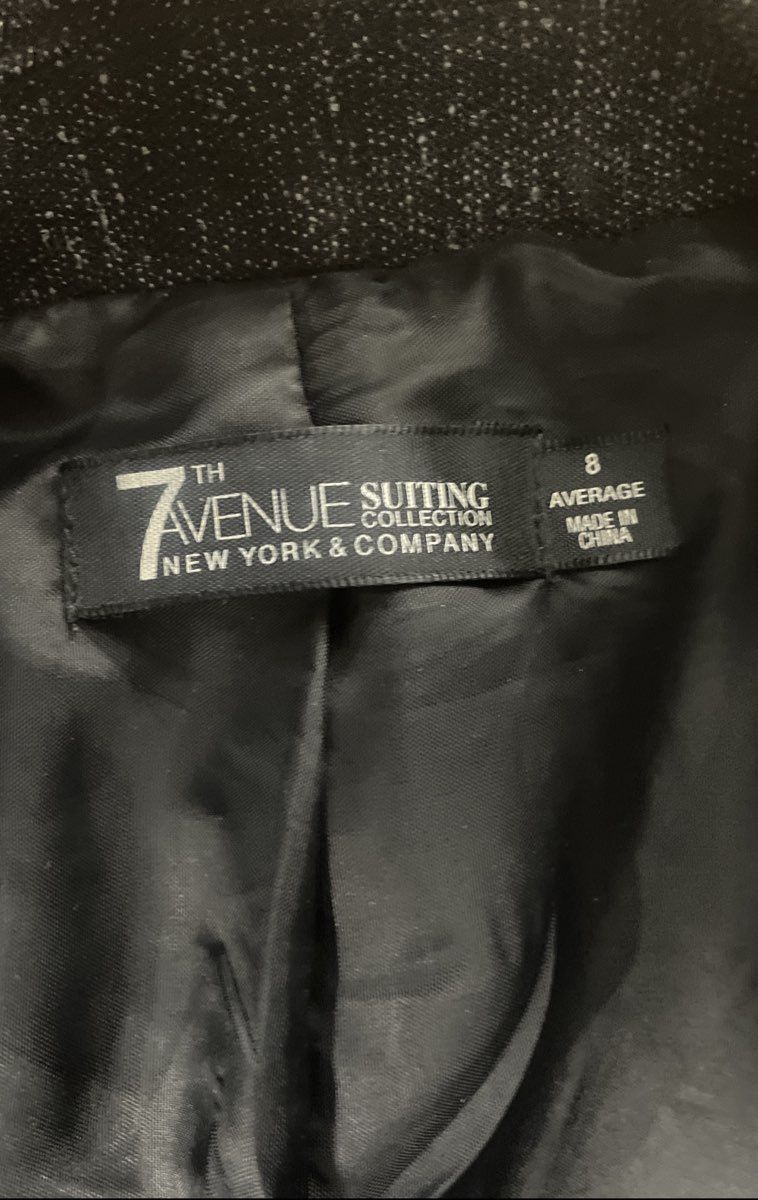 New York & Company Women's 7th Avenue Suiting Blazer Jacket Black Fleck Sz 8