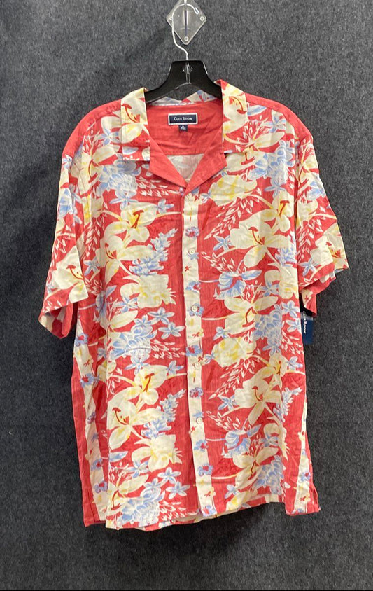 Club Room Men's Cranberry Spice Floral Silk Rayon Button Up Shirt Sz XL NWT