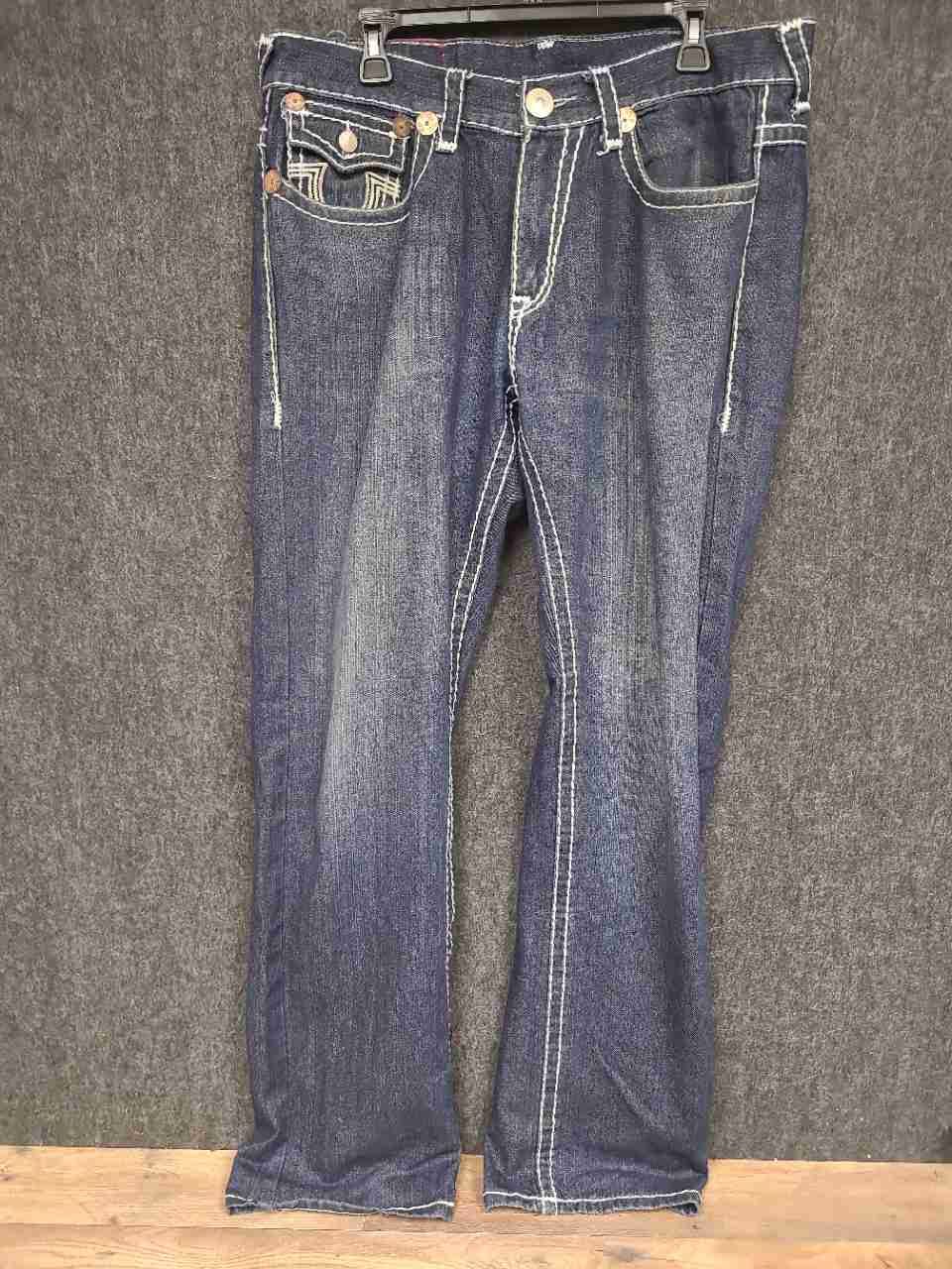 Vintage Y2K True Religion Men's Joey Super T Jeans Blue Flare Sz 36