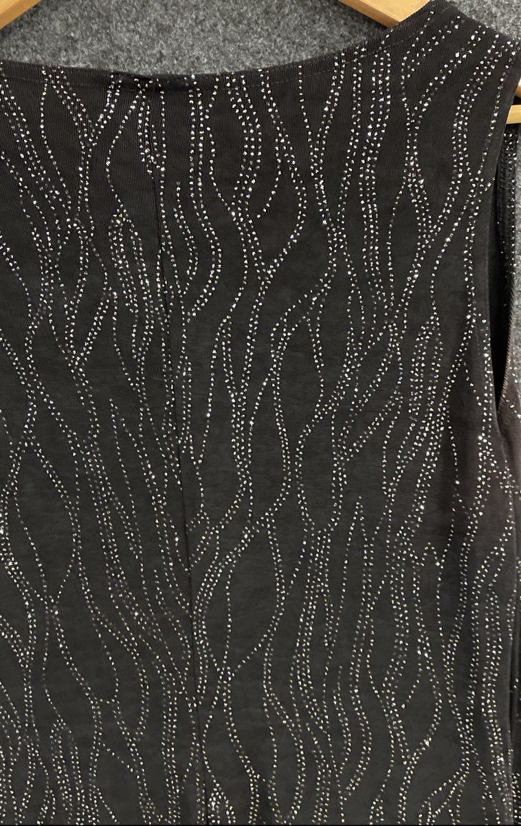 Vintage Y2K Byer Studio Women's Black Silver Glitter Wavy Maxi Dress Size 14
