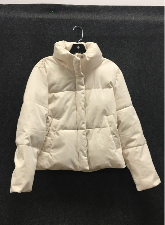 Levi's Women's Ivory Cream Funnel Neck Cropped Puffer Jacket Sz S