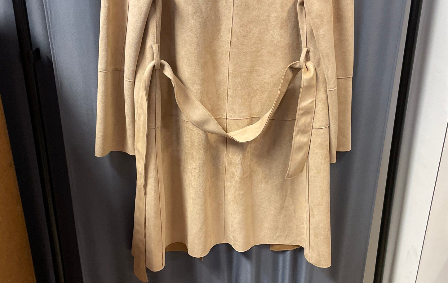 Zara Women's Tan Faux Suede Hooded Open Front Coat Cardigan Sz S Camel