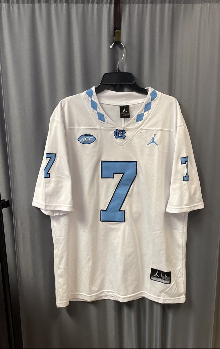 Jordan Brand Men's UNC White #7 Sam Howell Football Jersey Sz L