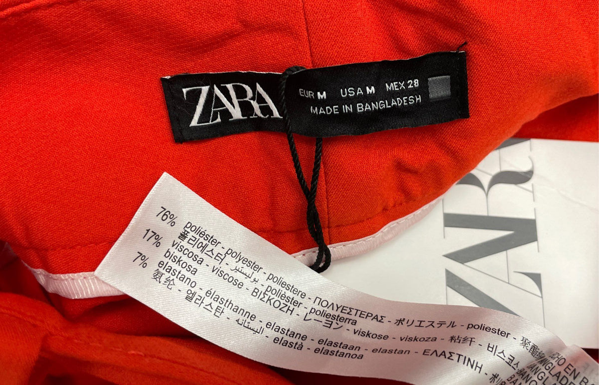 Zara Women's Orange High Waisted Pleated Tapered Trousers Size M NWT
