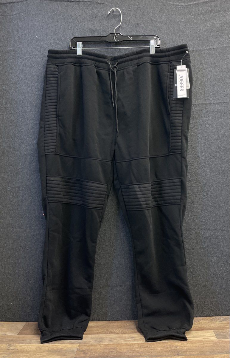 Southpole Men's Big & Tall Black Moto Ribbed Jogger Sweatpants Sz 5XB NWT