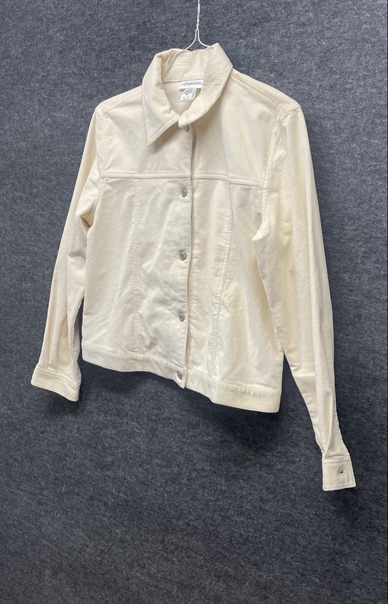 Chadwick's Cream Corduroy Button Front Trucker Jacket Stretch Womens Sz 10