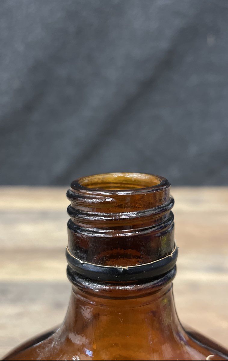 Vintage 1954 Owens-Illinois Whiskey Flask Amber Glass Bottle Federal Law Pint