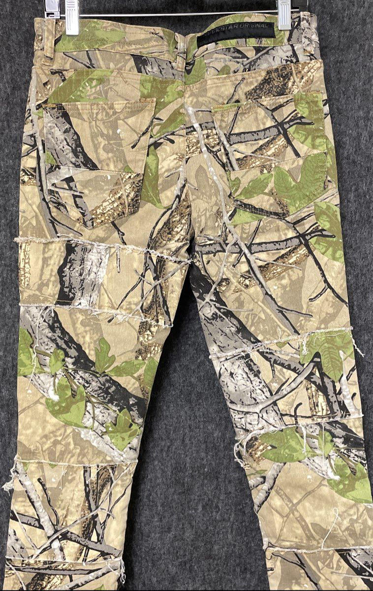 Rockstar Original Men's Camo Cargo Pants Distressed Stacked Real Tree Sz 34