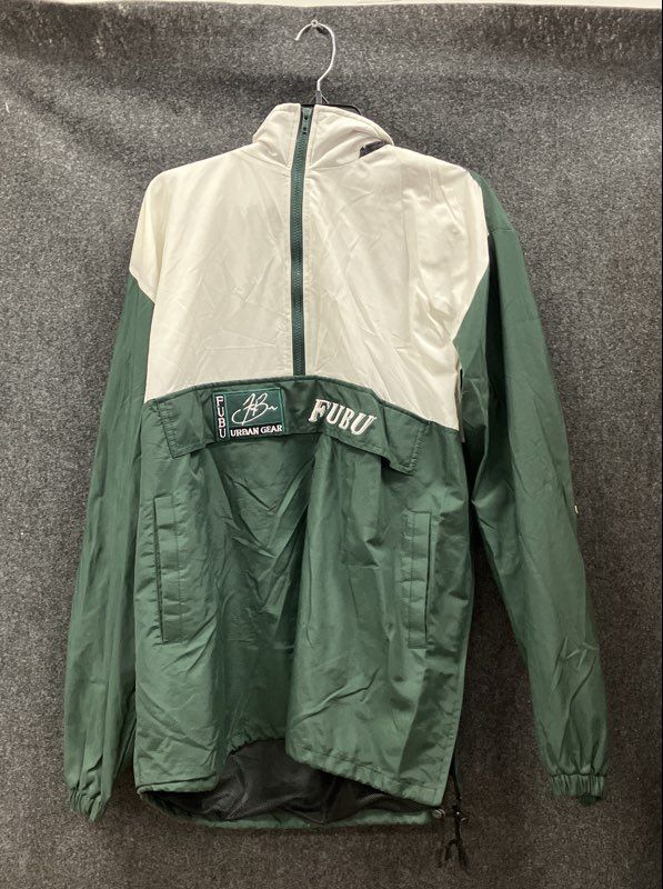 Vintage 90s FUBU Urban Gear Men's Green White Half Zip Windbreaker Anorak