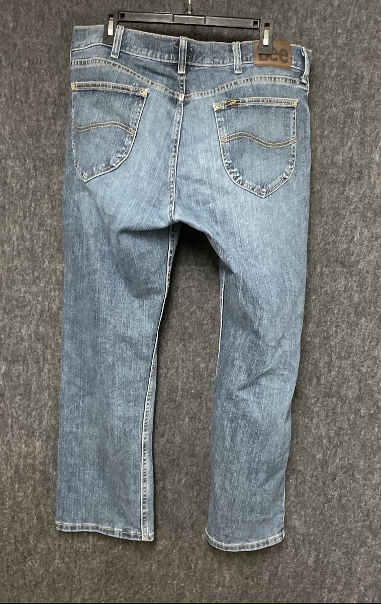 Lee Men's Blue Regular Fit Denim Stretch Jeans Distressed Sz 36x29