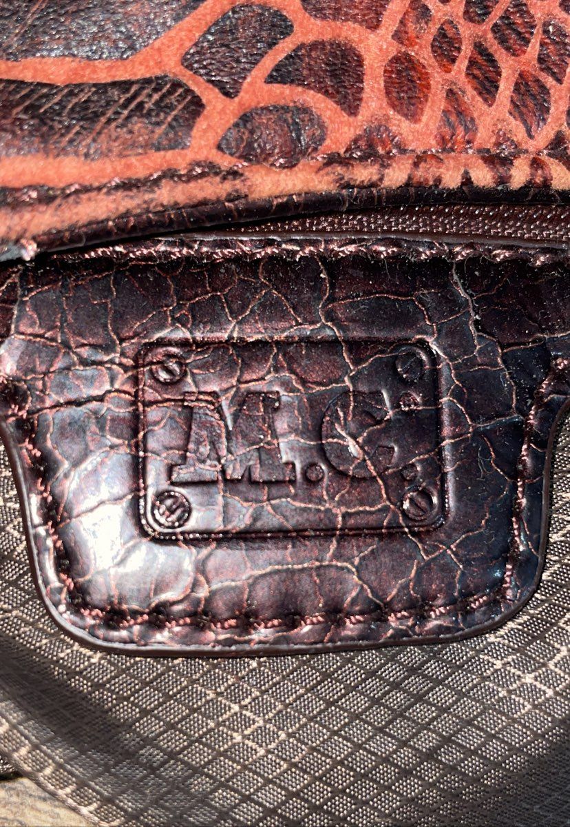 Miche Burgundy Faux Crocodile Studded Crystal Accent Shoulder Satchel Bag