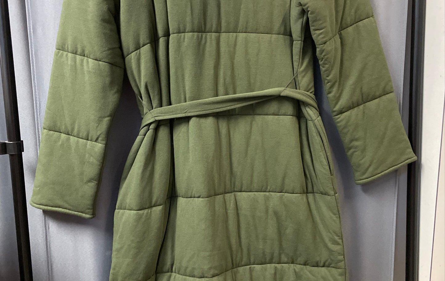 G by Giuliana Women's Green Quilted Belted Puffer Robe Housecoat Sz M