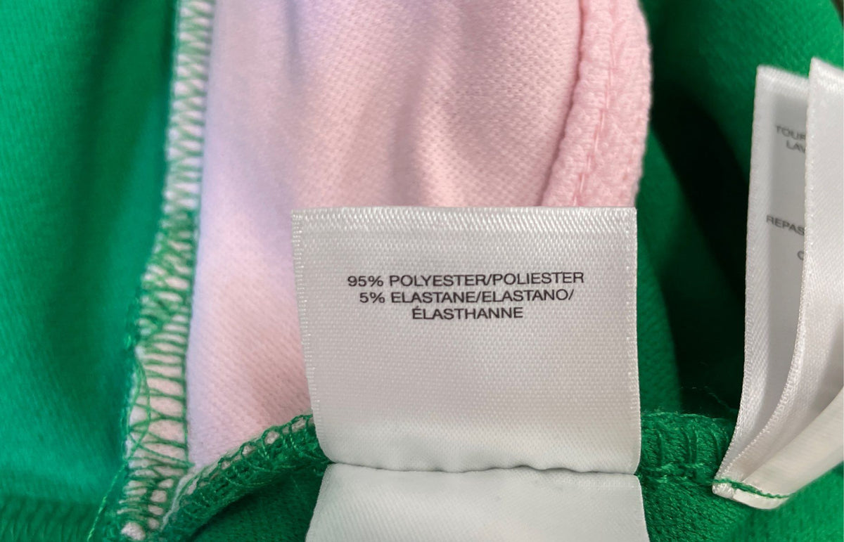 Kasper Women's Green Pink Two Tone Faux Wrap Long Sleeve V-Neck Dress Sz S