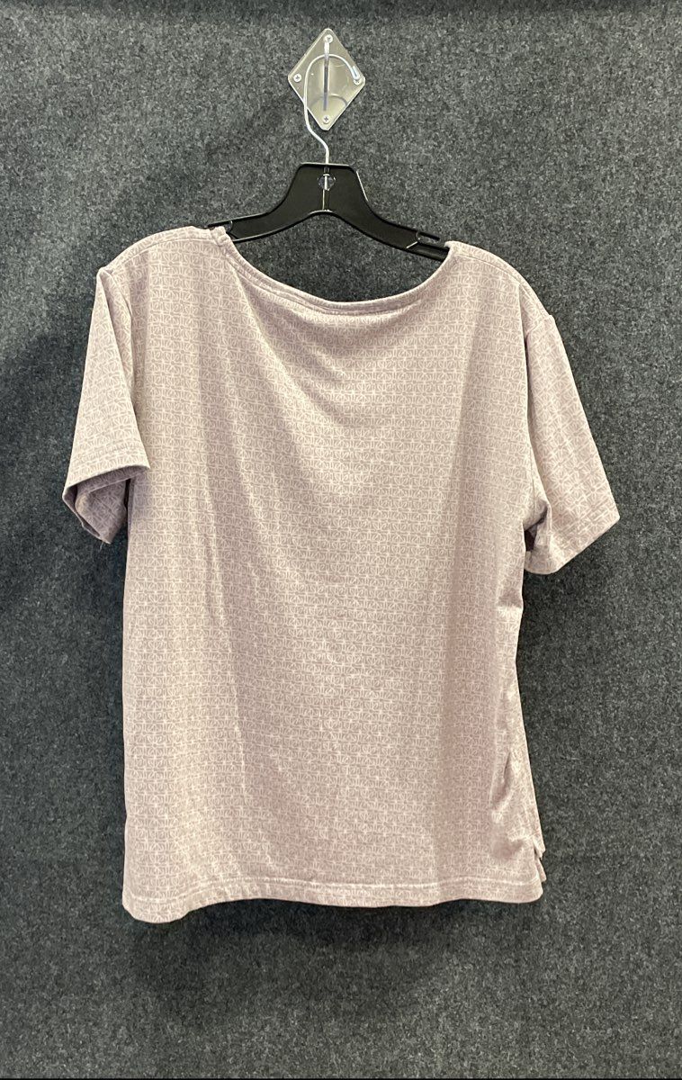 Tahari Women's Purple Geometric V-Neck Short Sleeve Pajama Top Sz L