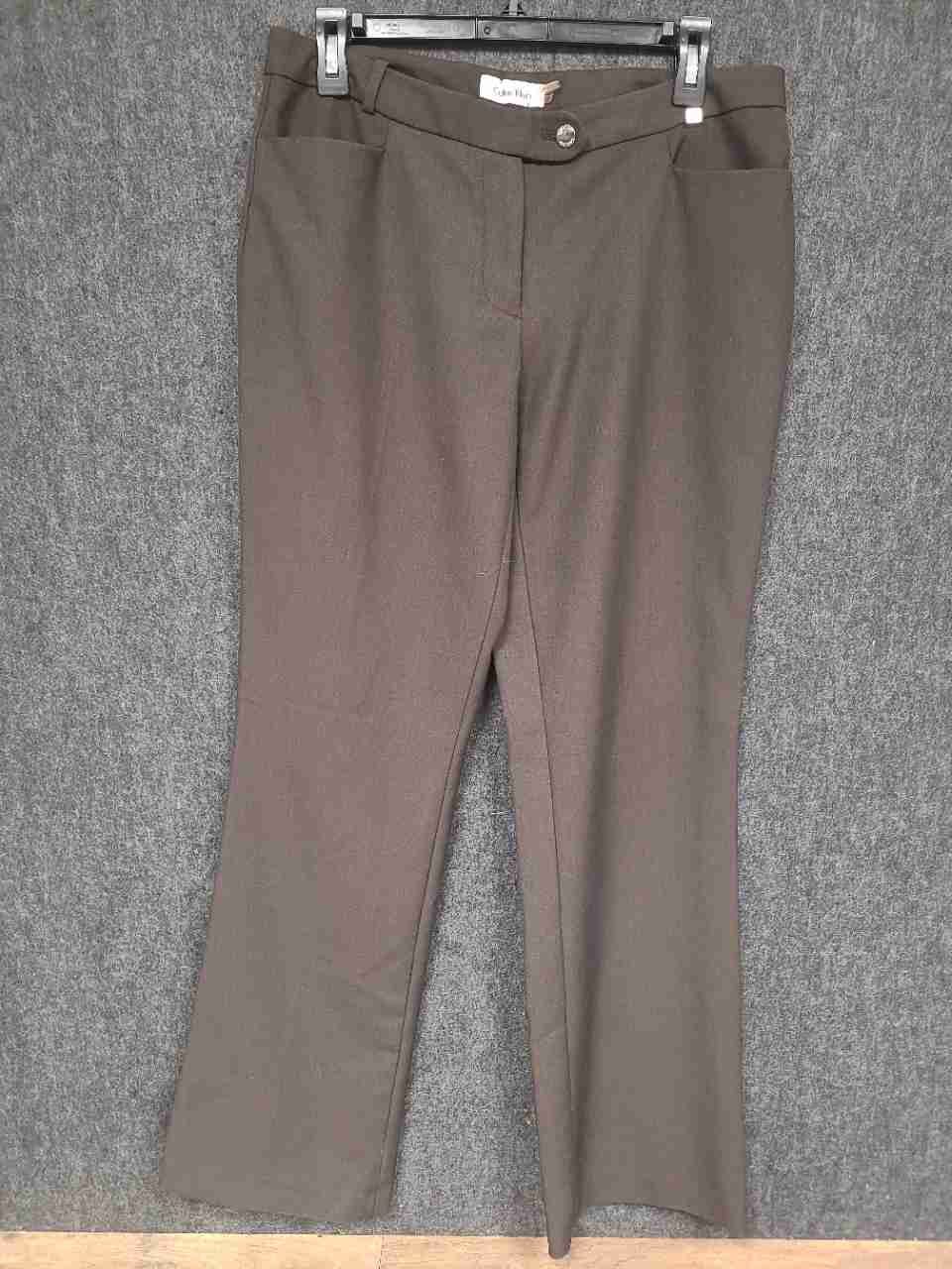 Calvin Klein Women's Brown Stretch Straight Leg Dress Pants Trousers Sz 8