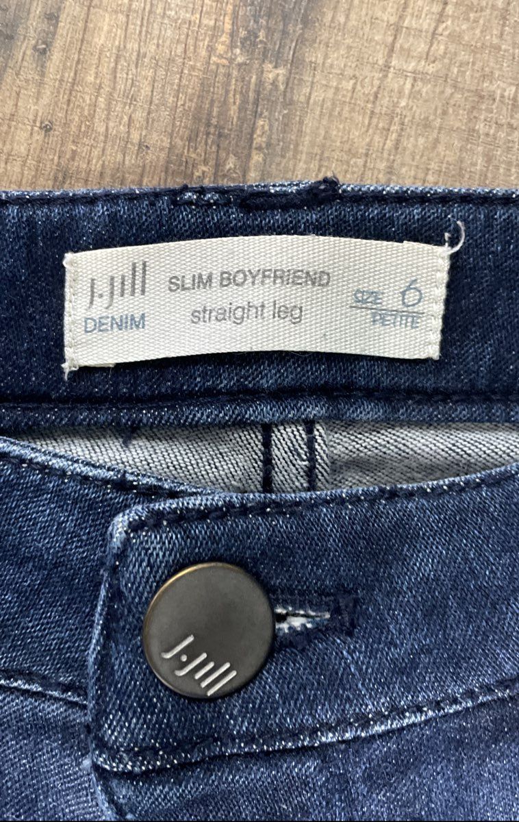 J. Jill Women's Blue Slim Boyfriend Straight Leg Denim Jeans Size 6 Petite