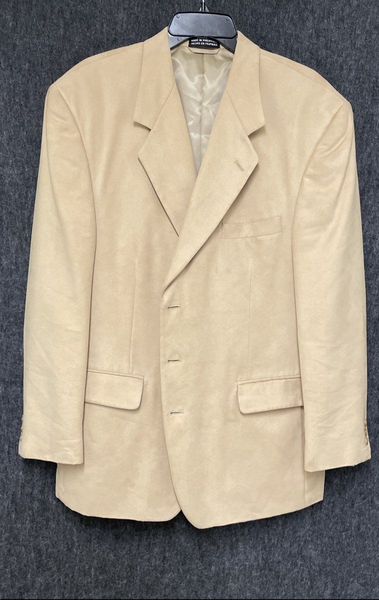 Vintage Y2K Stafford Men's Tan Supra Suede 3-Button Sport Coat Blazer Sz 46R