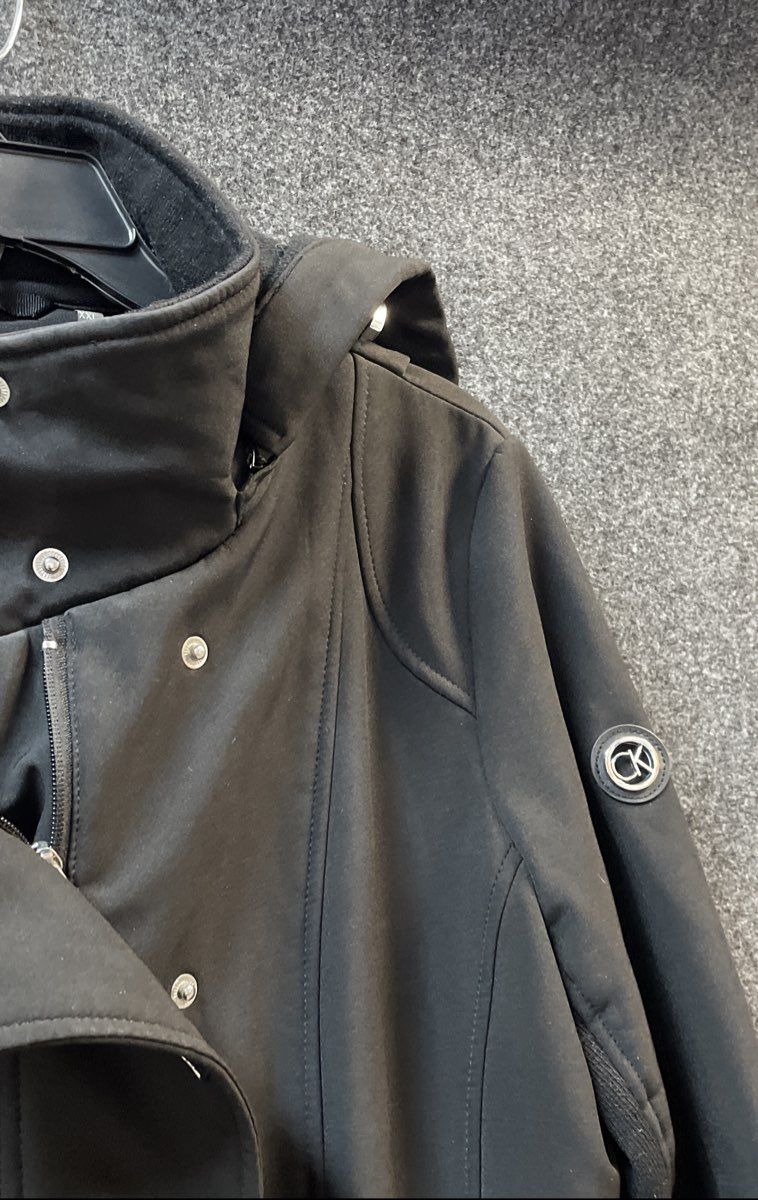 Calvin Klein Women's Black Softshell Hooded Jacket Water Resistant XXL