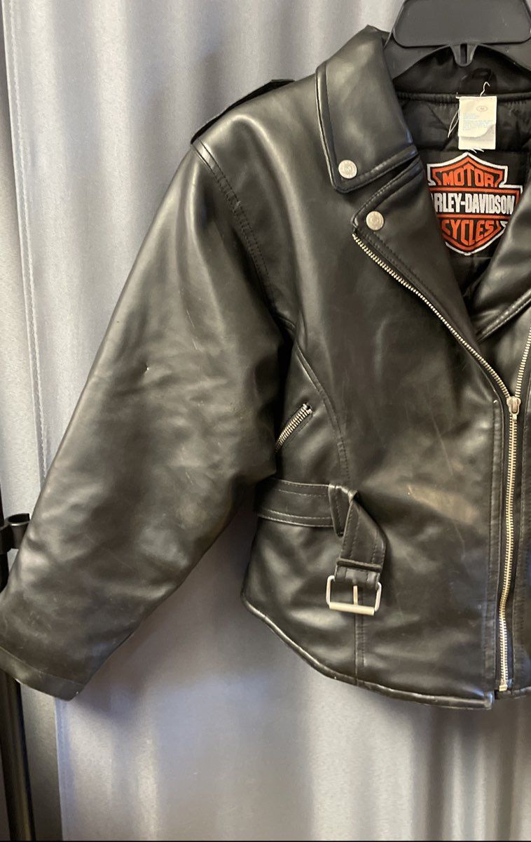 Vintage 90s Harley-Davidson Embroidered Rose Wing Moto Jacket Pleather Sz M