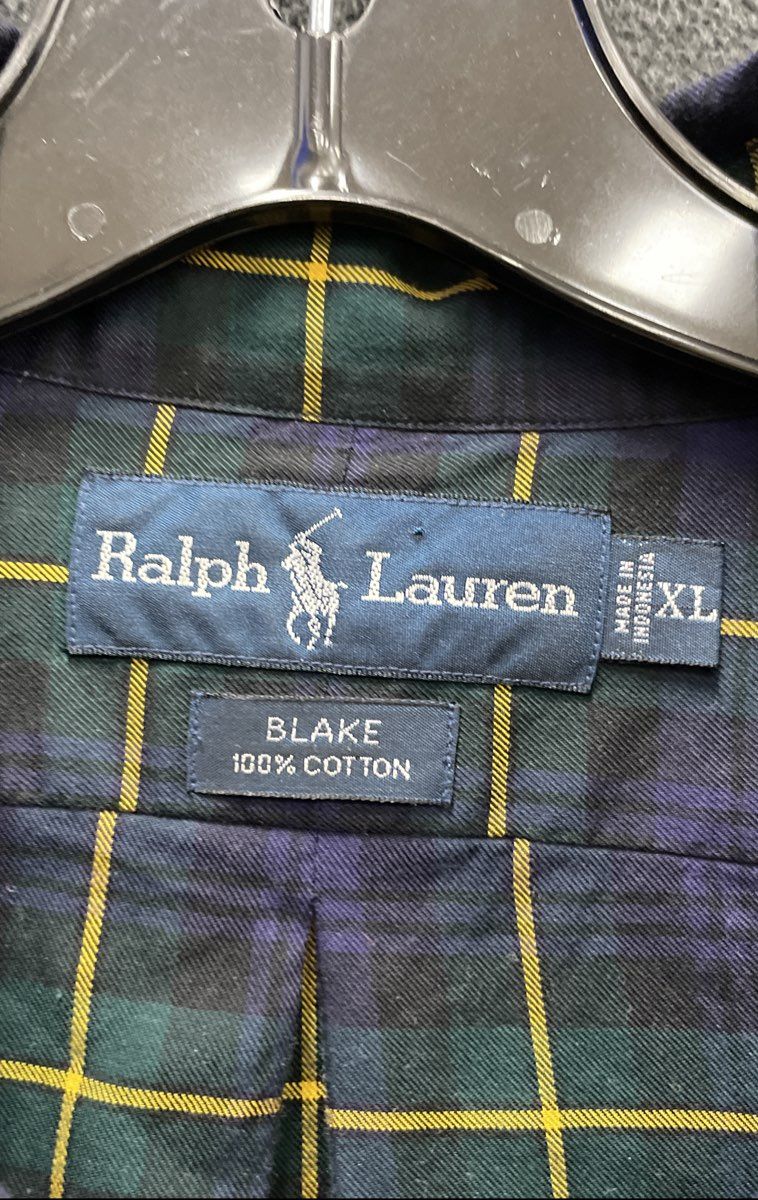 Ralph Lauren Men's Blake Button Down Shirt Navy Green Yellow Plaid Cotton XL