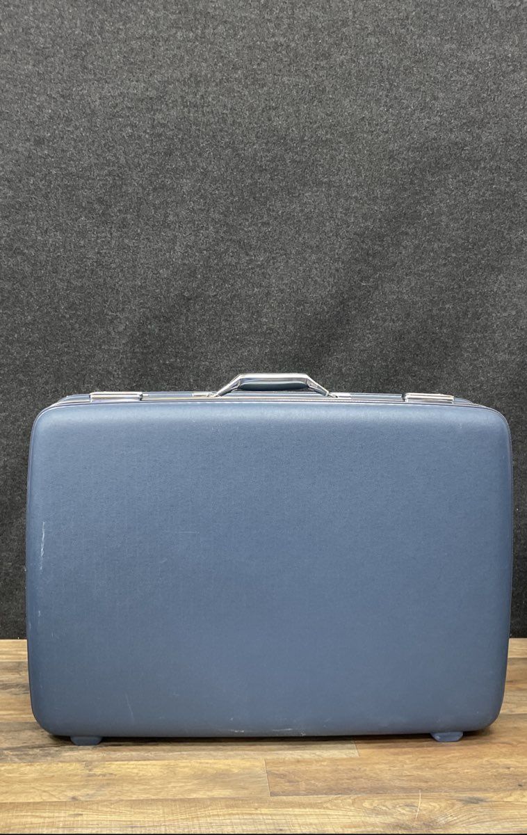 Vintage 1970s American Tourister Blue Hard Shell Suitcase Large Travel Bag