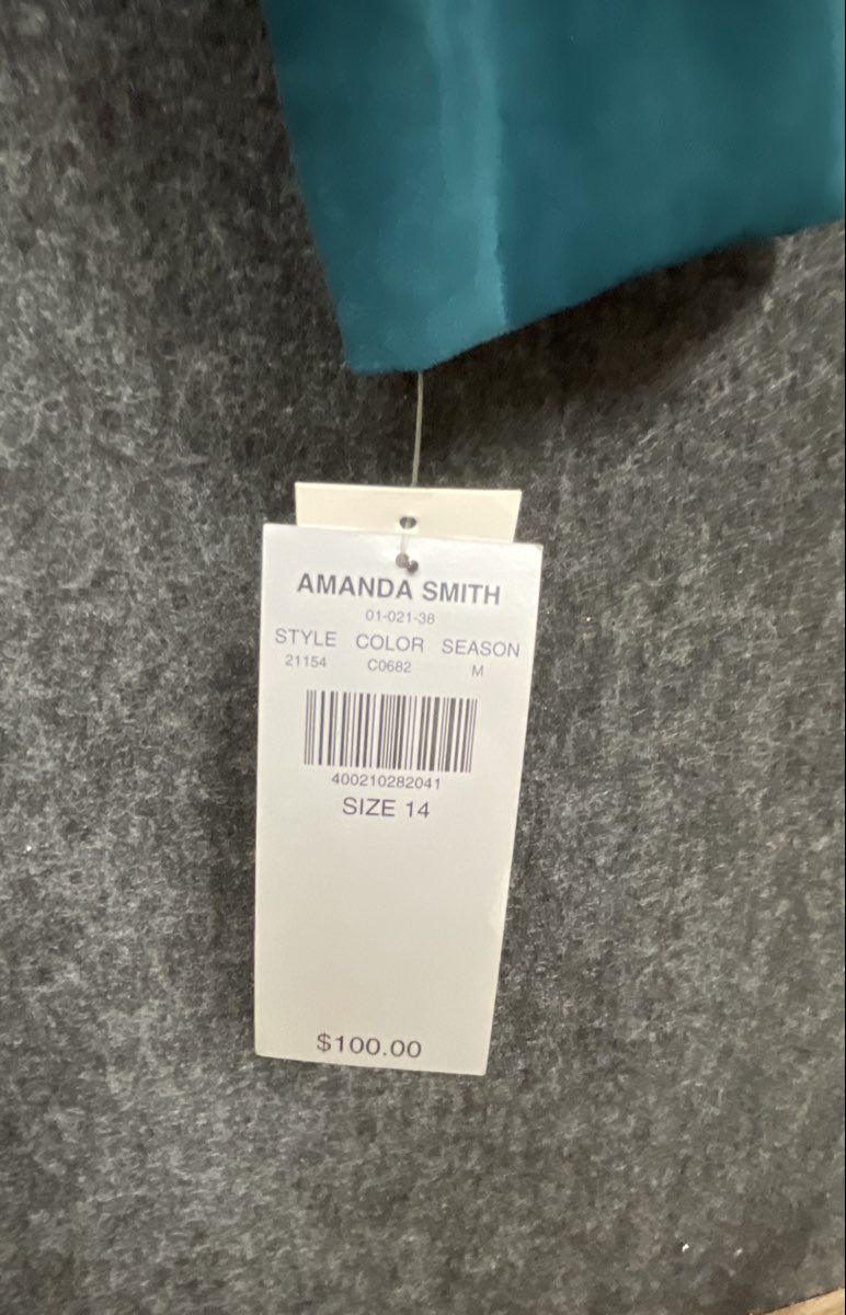Amanda Smith Women's Vintage Y2K Teal Zip Up Jacket Suede Feel Stretch NWT Sz 14