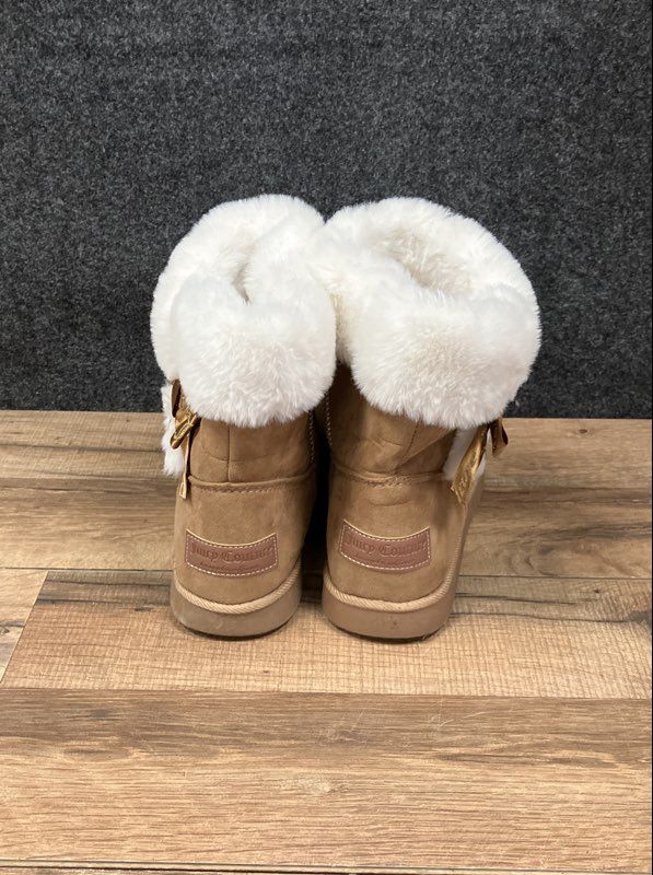 Juicy Couture Kiersey Tan Faux Suede Faux Fur Winter Boots Size 8