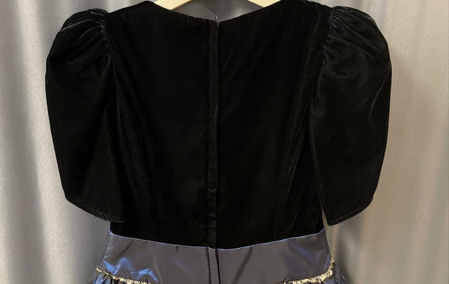 Vintage 80s Jessica McClintock Gunne Sax Women's Velvet Metallic Dress Sz 5/6