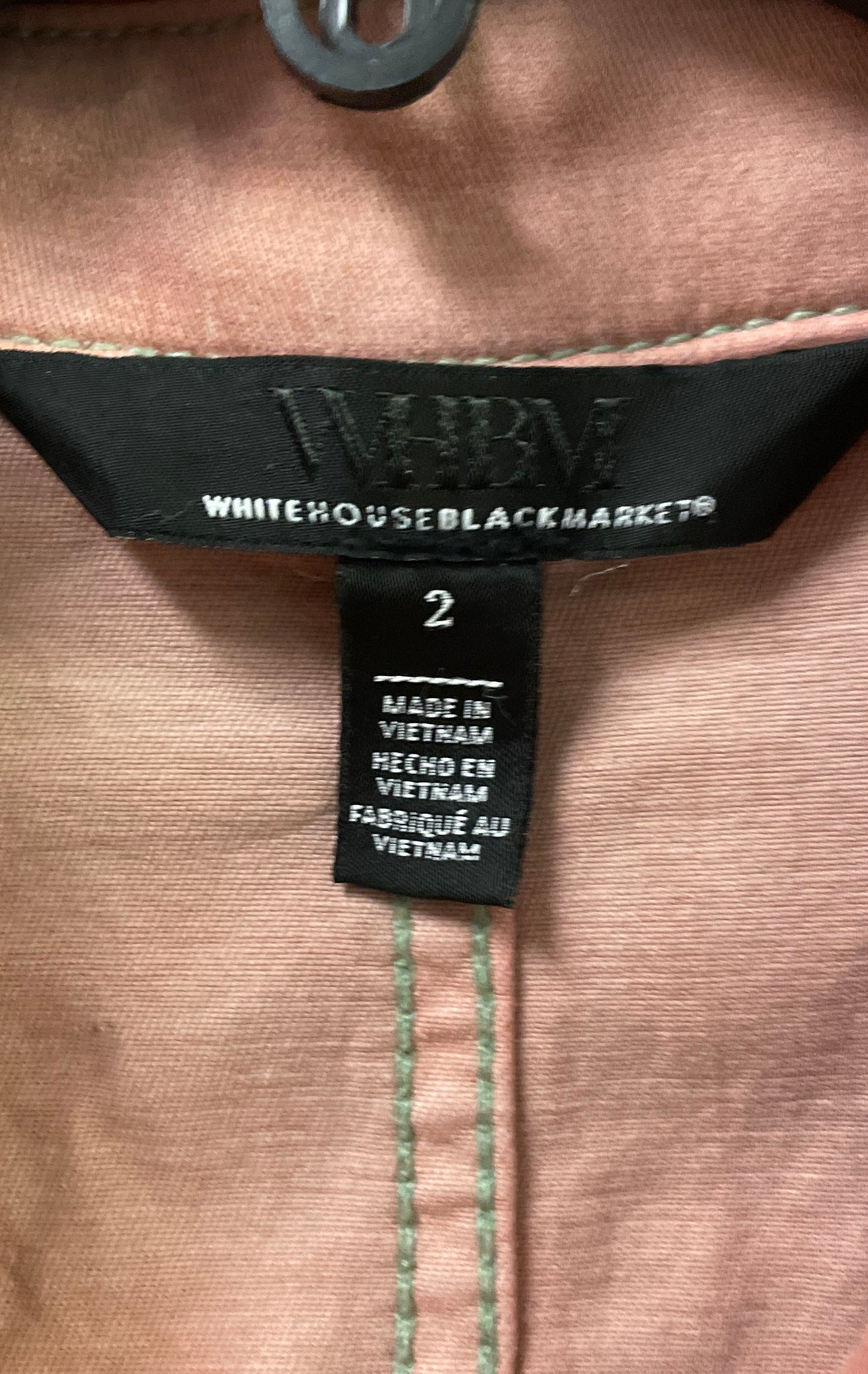 White House Black Market Women's Pink Military Double Breasted Jacket Sz 2