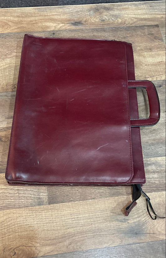 Vintage Samsill 7244 Burgundy Slim Briefcase Zippered Portfolio Handle Bag
