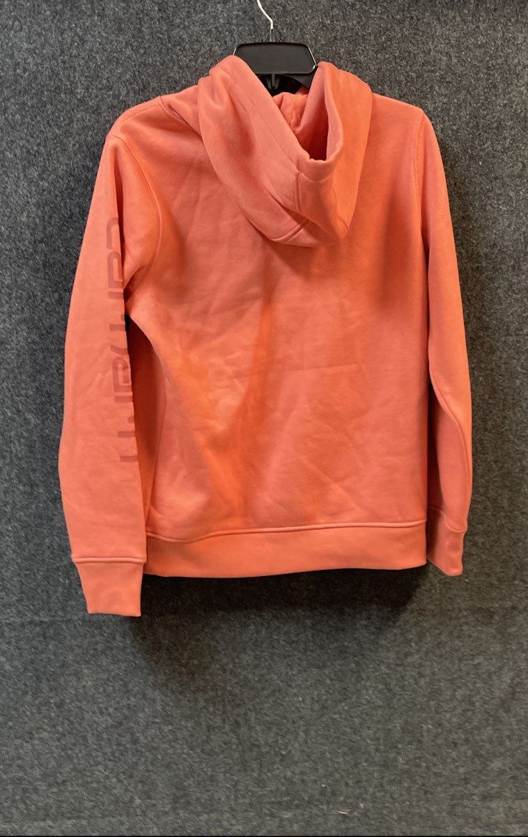 Carhartt Women's Relaxed Fit Hoodie Coral Orange Logo Sleeve Sz S TS0288-W