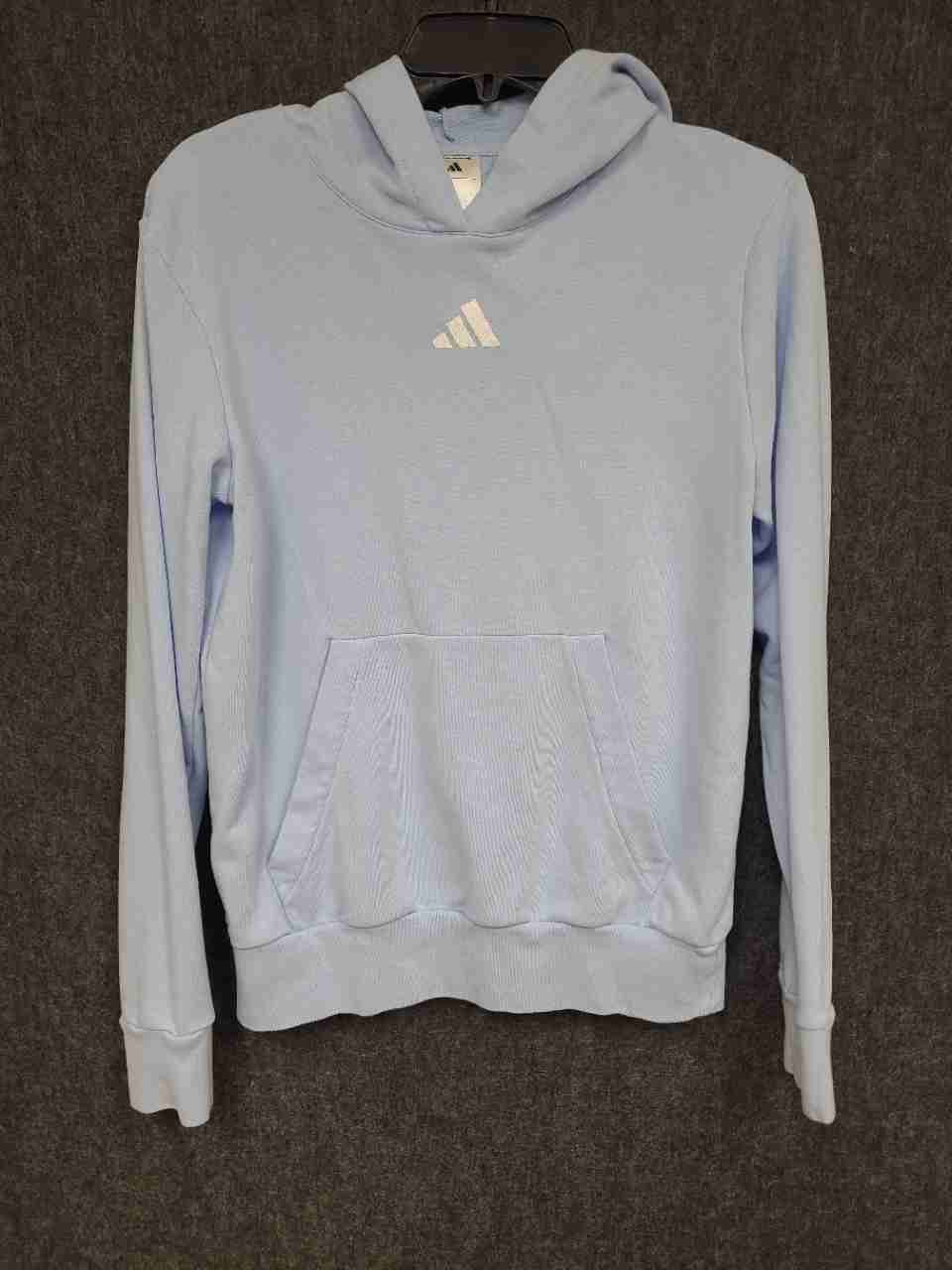 Adidas Youth Light Blue Pullover Hoodie Embroidered Logo Size L 14/16