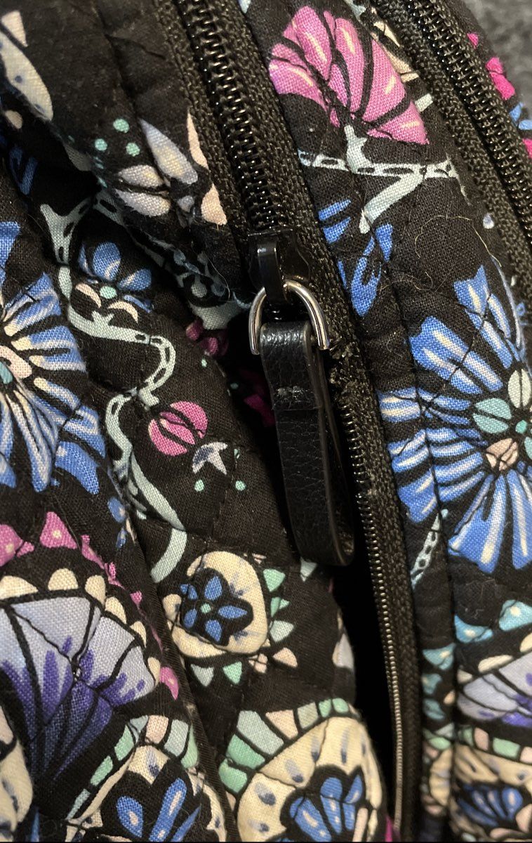Vera Bradley Black Floral Quilted Cotton Campus Travel Backpack